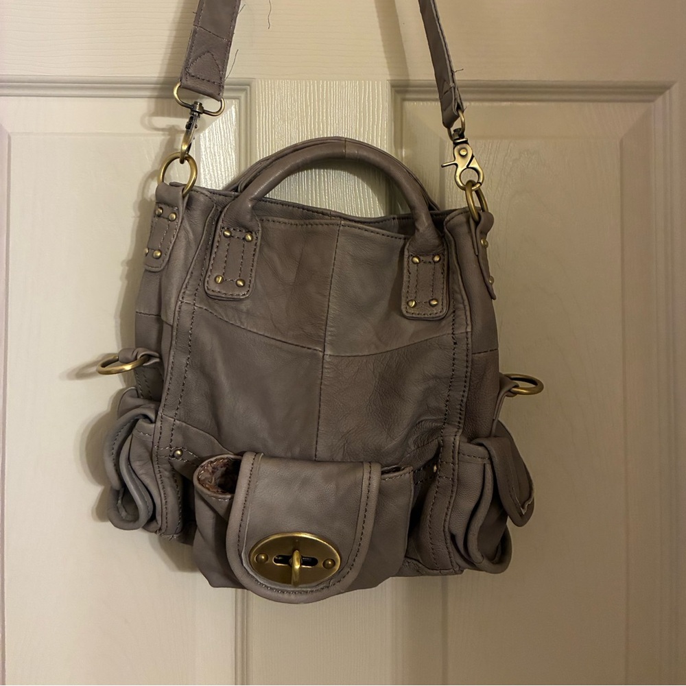 Jesslyn Blake Elegant Gray Leather Satchel